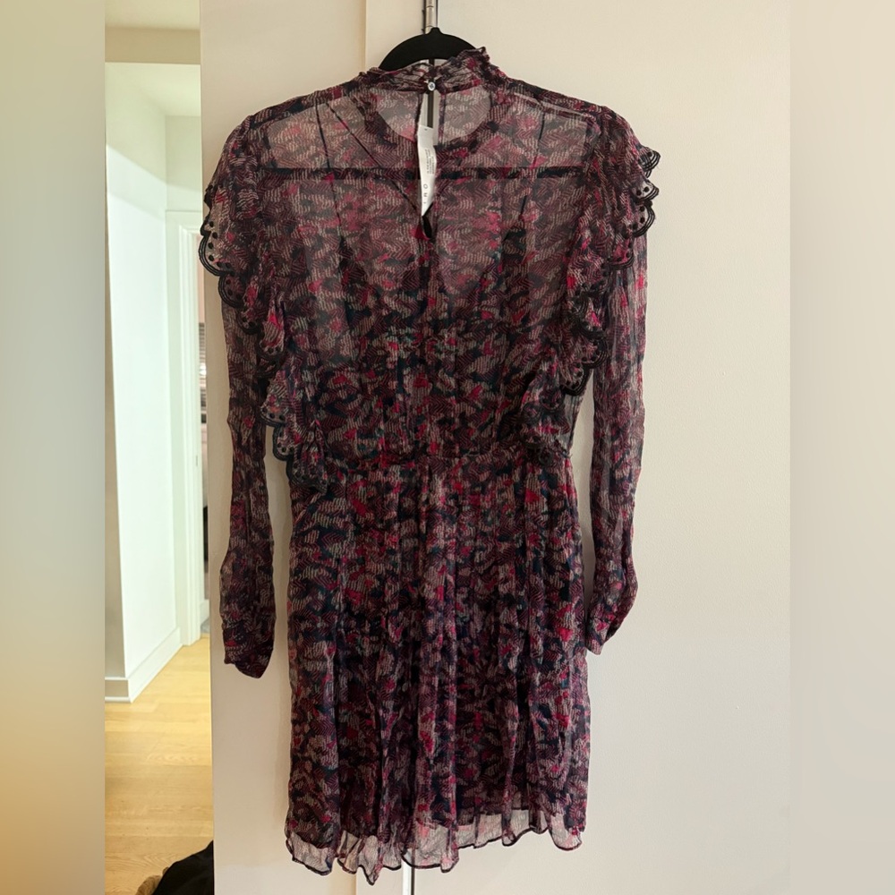 IRO Bohemian Elegant Floral Black and Pink Dress